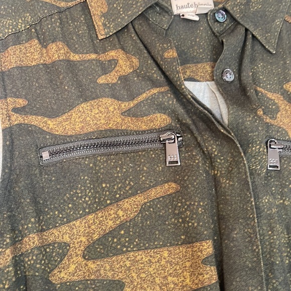 Haute Hippie Camo Dress tunic adjustable waist hidden buttons viscose size xs - Picture 5 of 10
